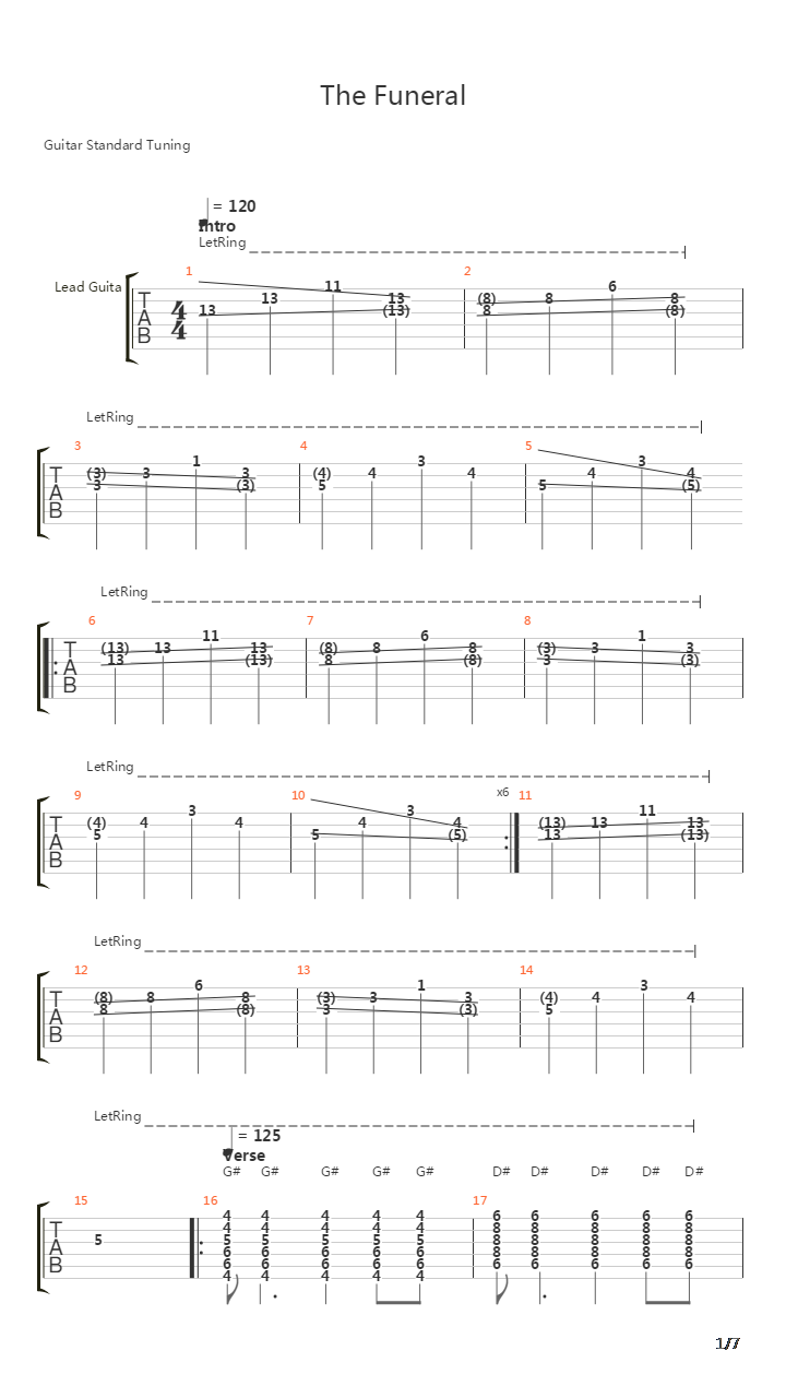 The Funeral吉他谱