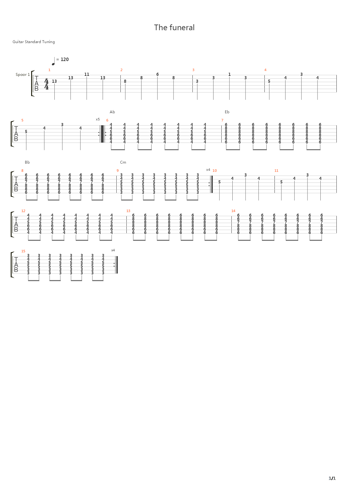 The Funeral吉他谱