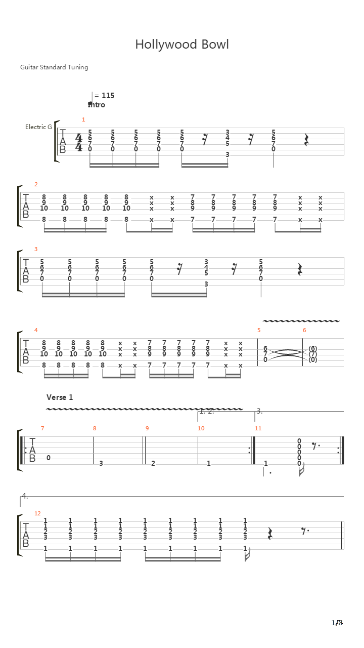 Hollywood Bowl吉他谱