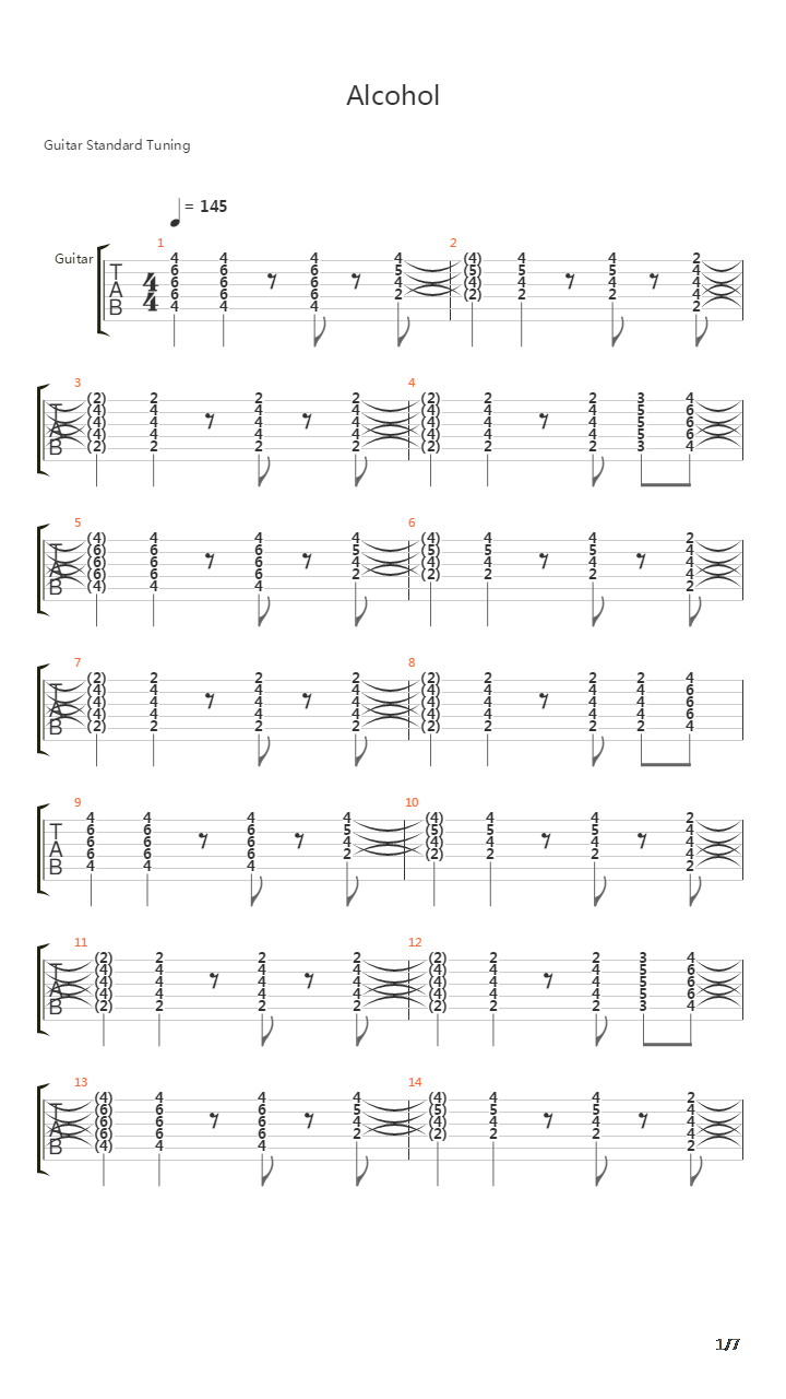 Alcohol吉他谱