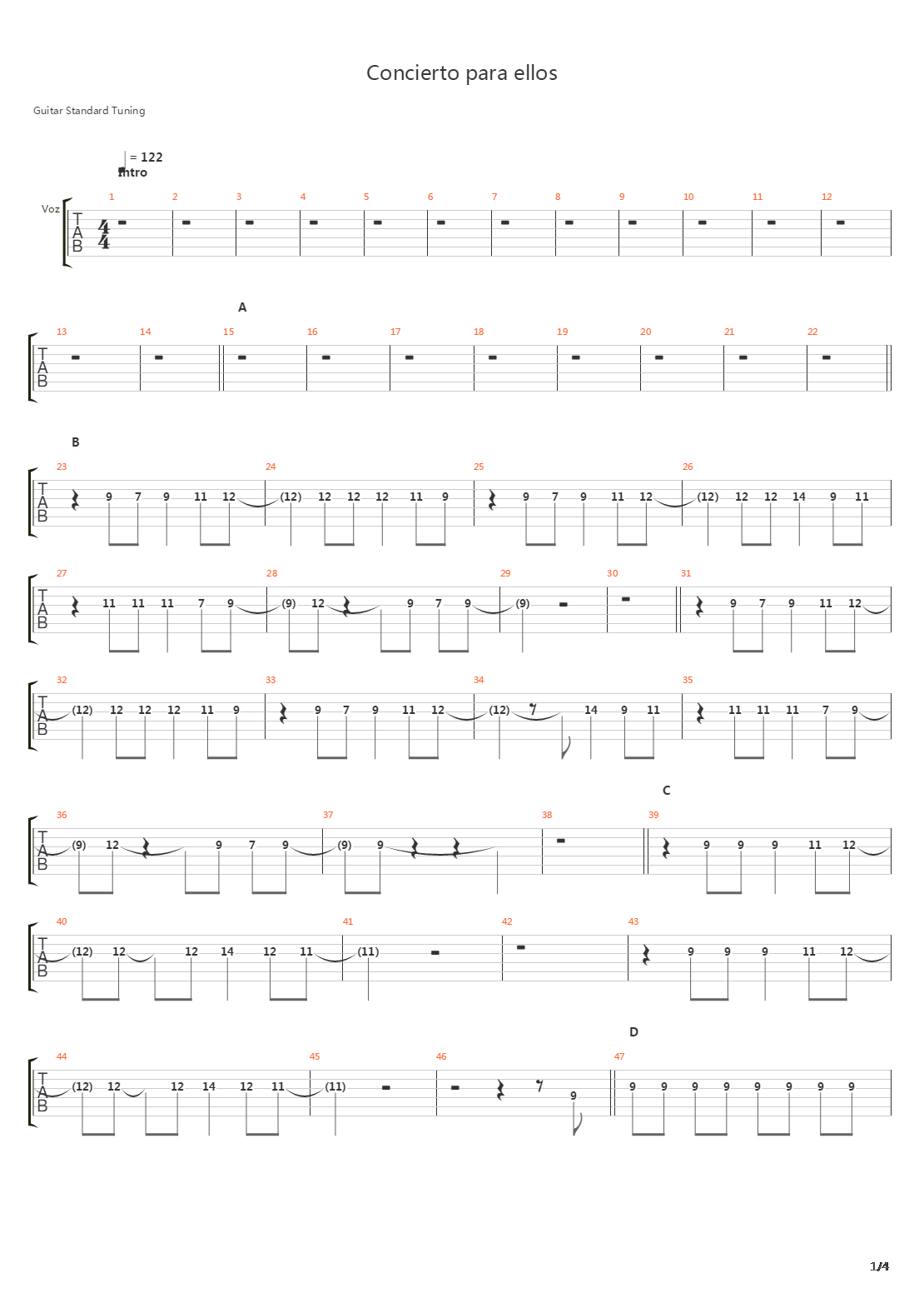Concierto Para Ellos吉他谱
