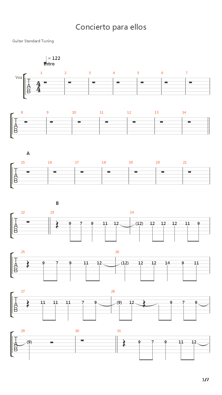 Concierto Para Ellos吉他谱