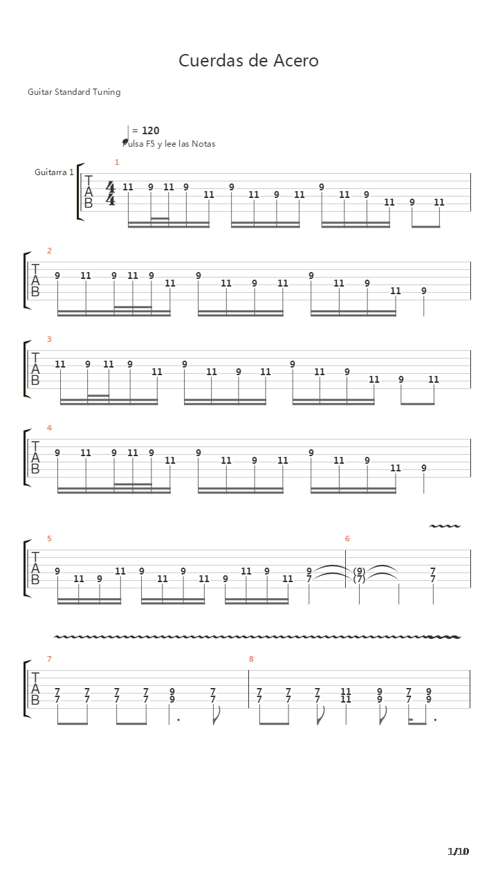Cuerdas De Acero吉他谱