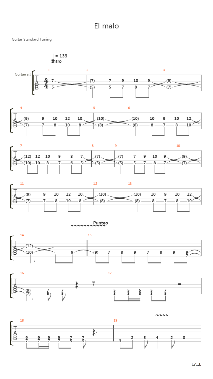 El Malo吉他谱