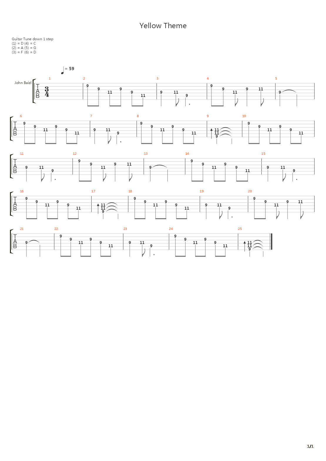 Yellow Theme吉他谱