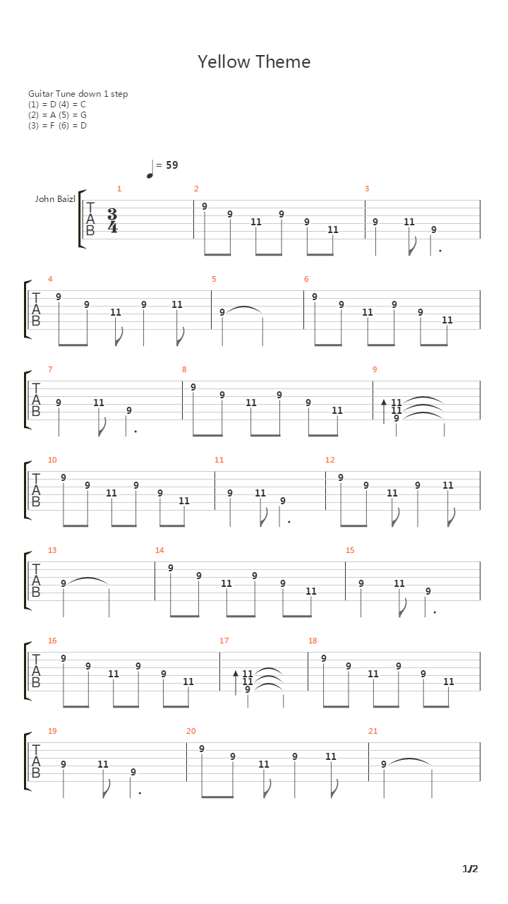 Yellow Theme吉他谱