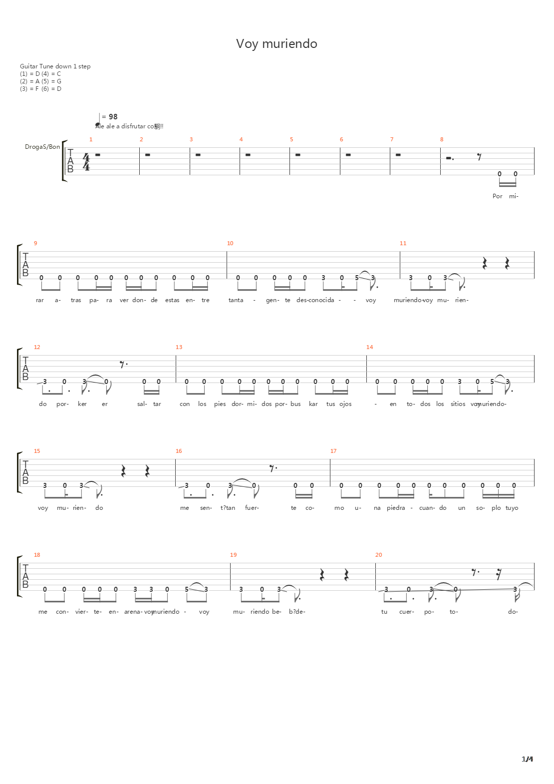 Voy Muriendo吉他谱