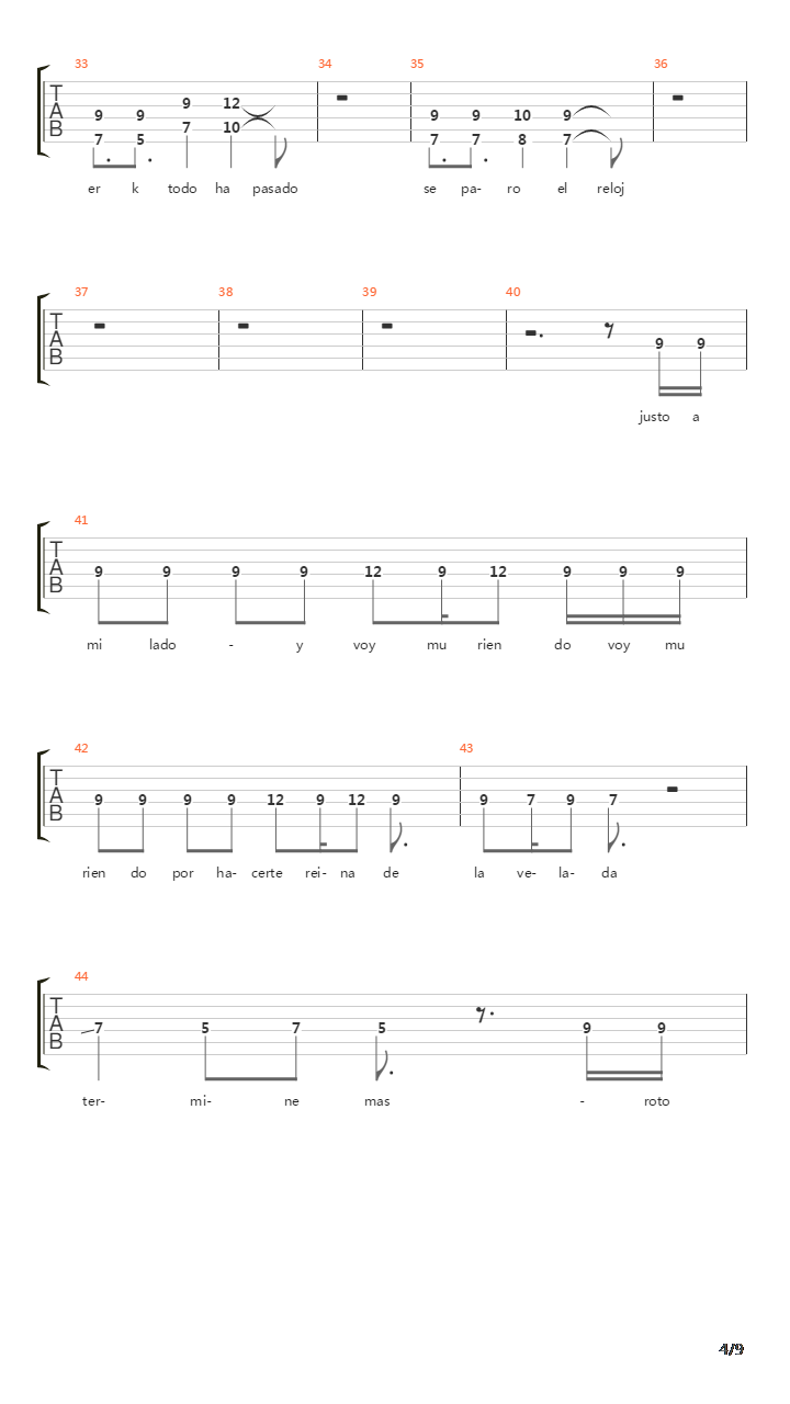 Voy Muriendo吉他谱