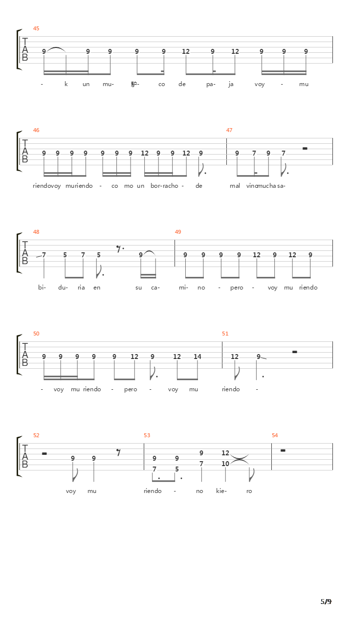 Voy Muriendo吉他谱