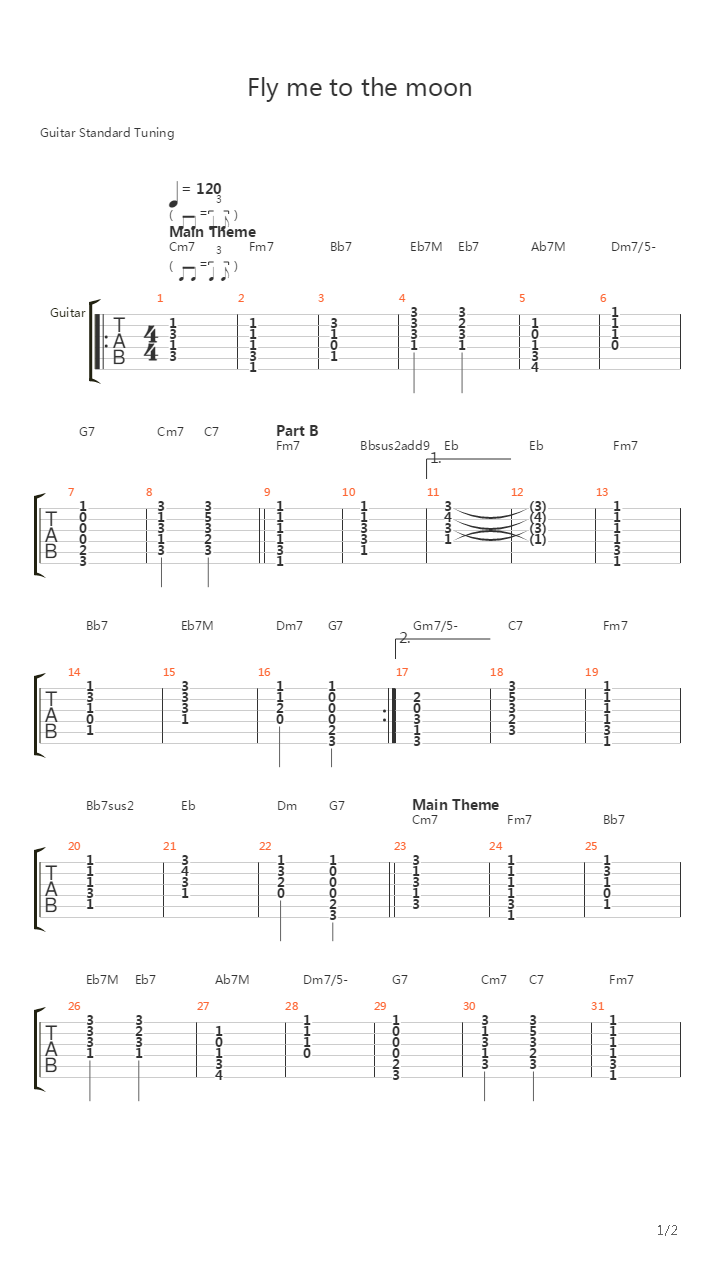 Fly Me To The Moon吉他谱