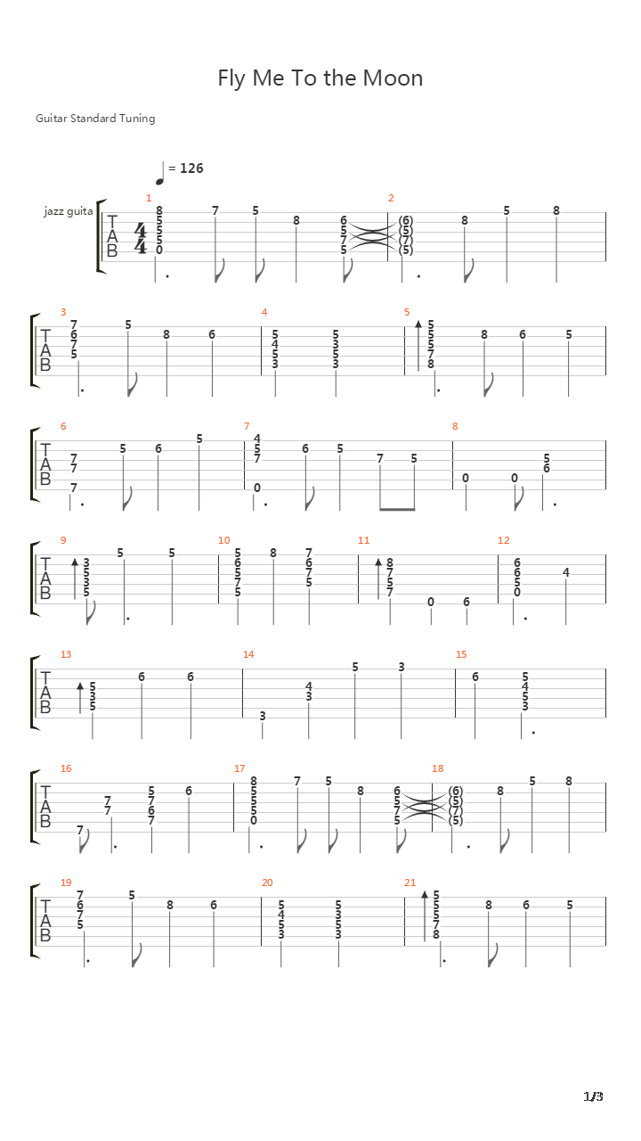 Fly Me To The Moon吉他谱