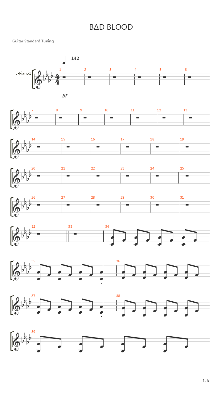 Bad Blood吉他谱