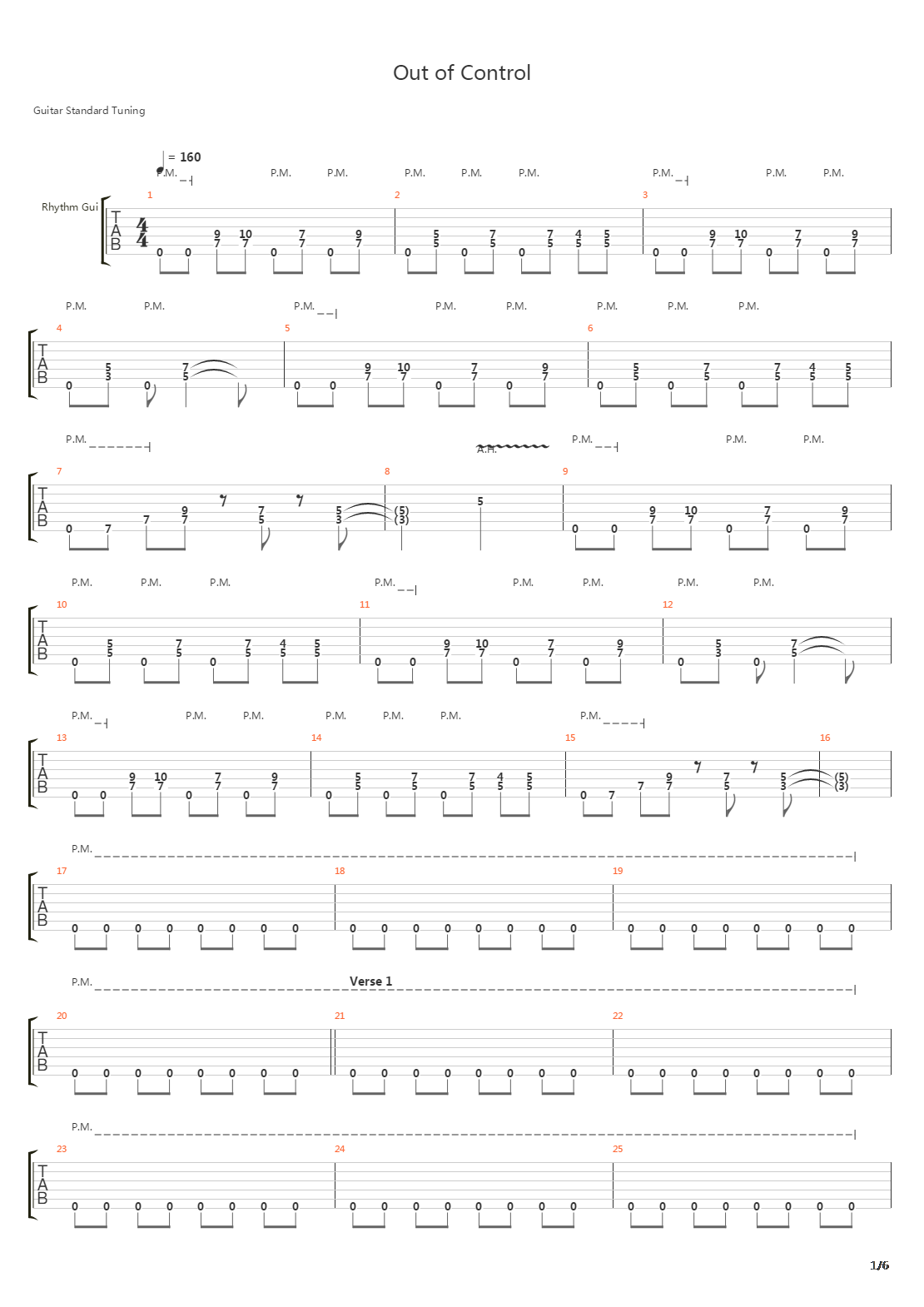 Out Of Control吉他谱