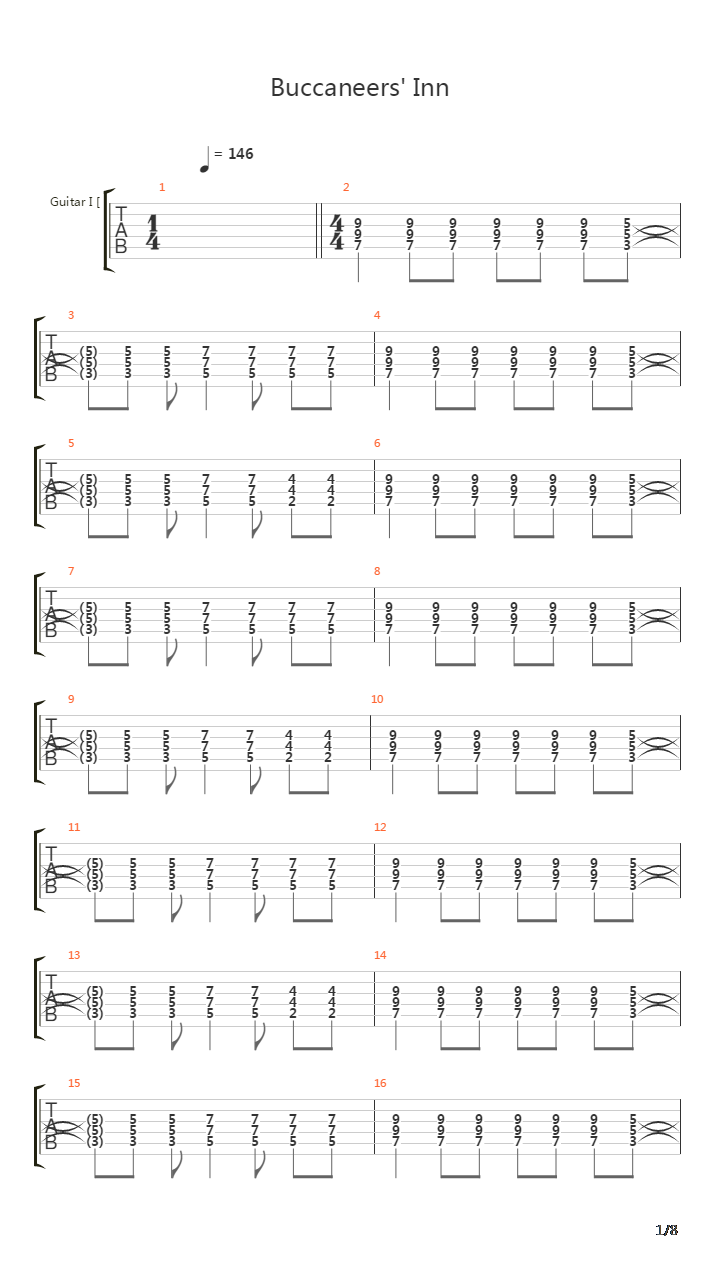 Buccaneers Inn吉他谱