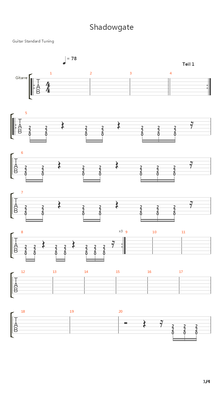 Shadowgate吉他谱