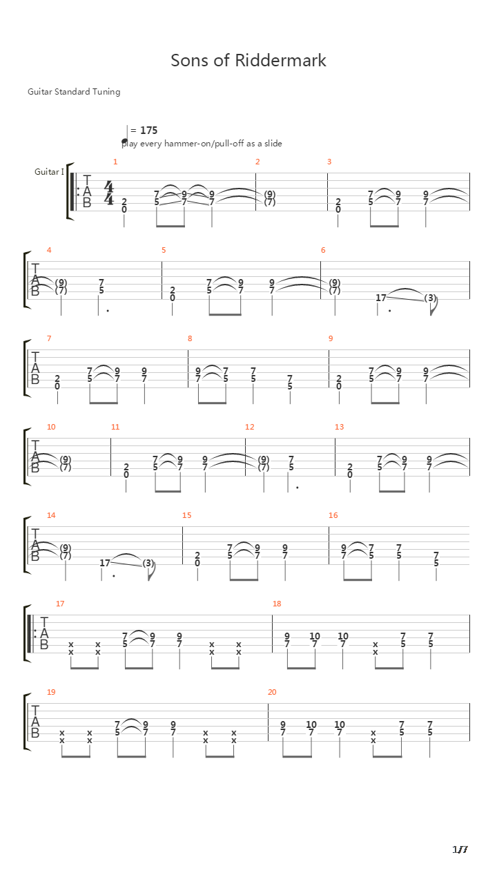 Sons Of Riddemark吉他谱