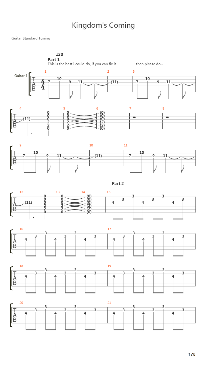 Kingdoms Coming吉他谱