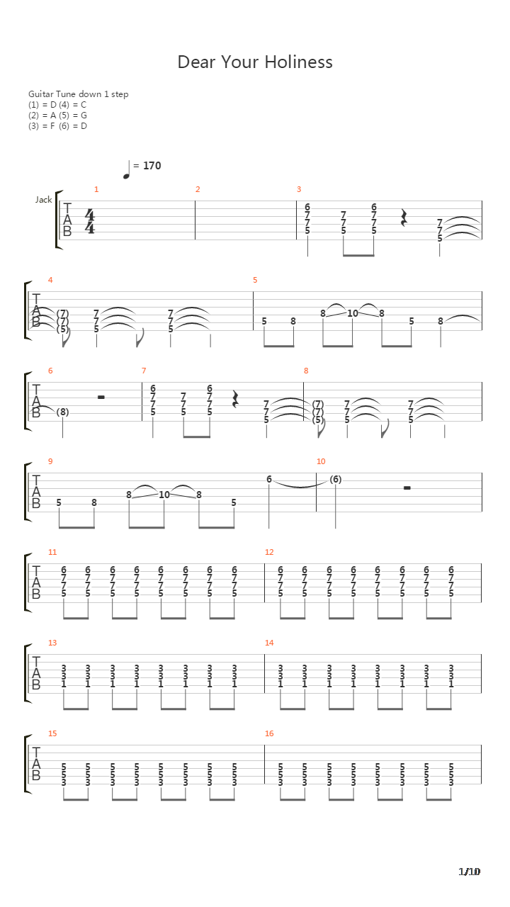 Dear Your Holiness吉他谱