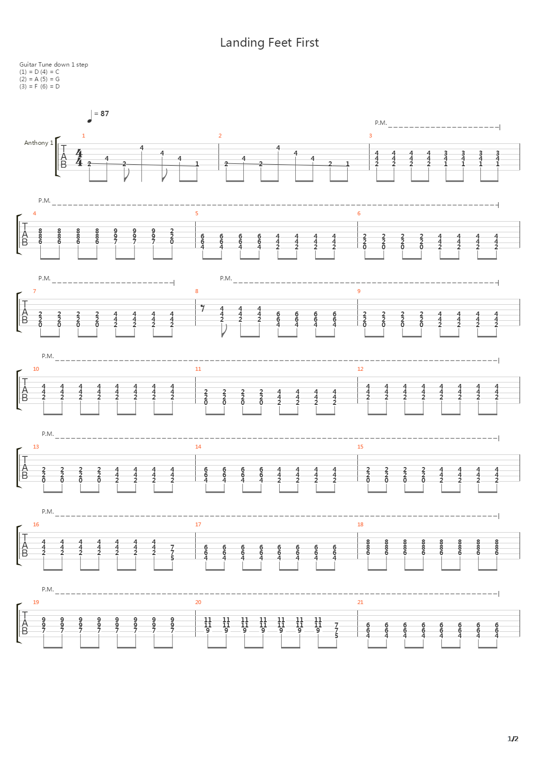 Landing Feet First吉他谱