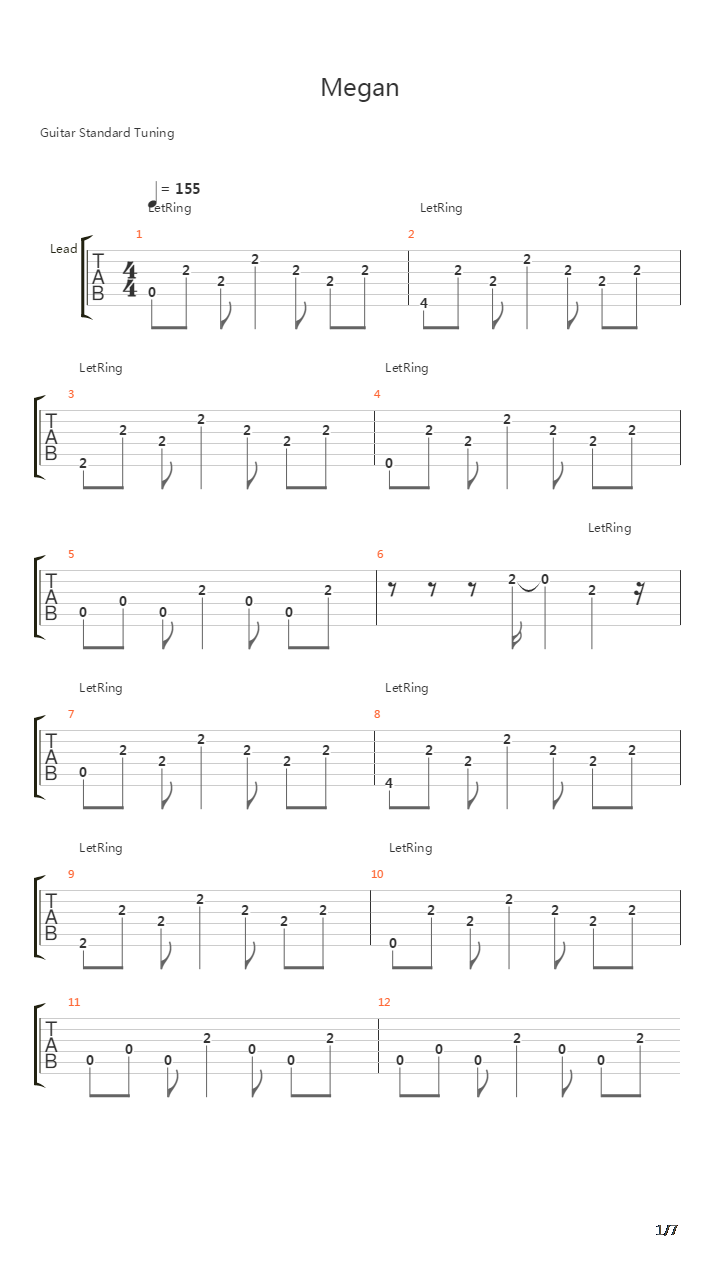 Megan吉他谱