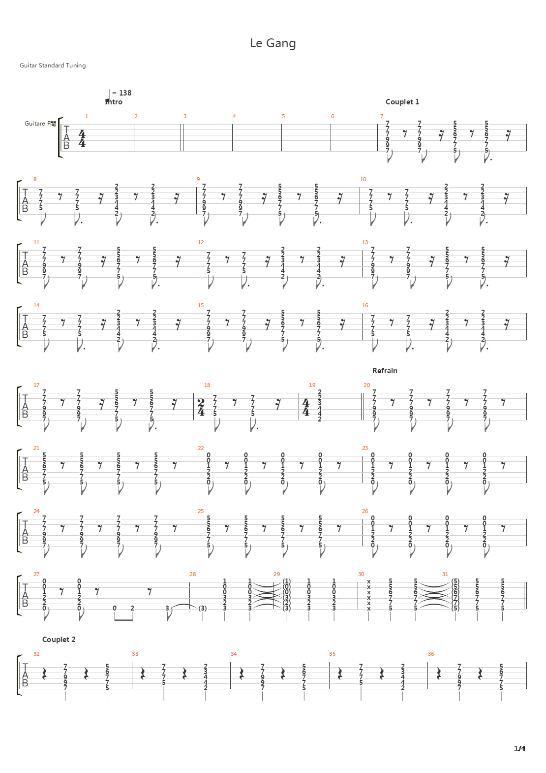 Le Gang吉他谱