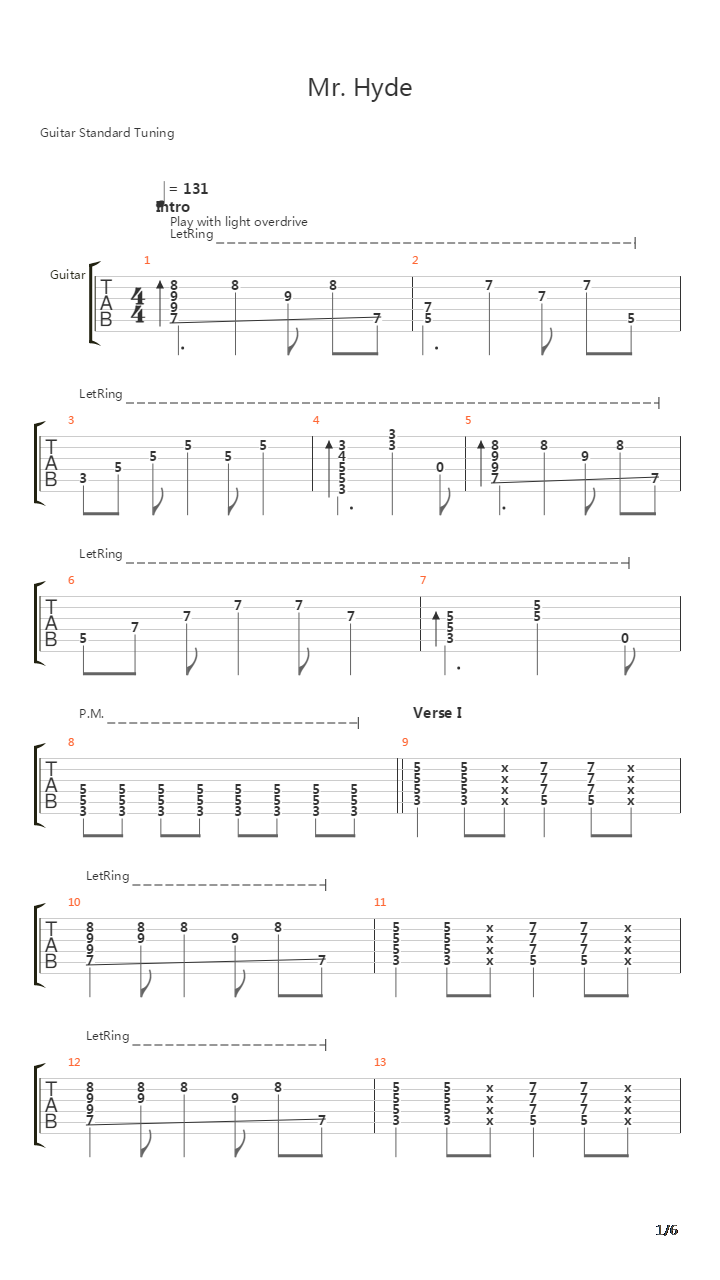 Mr Hyde吉他谱