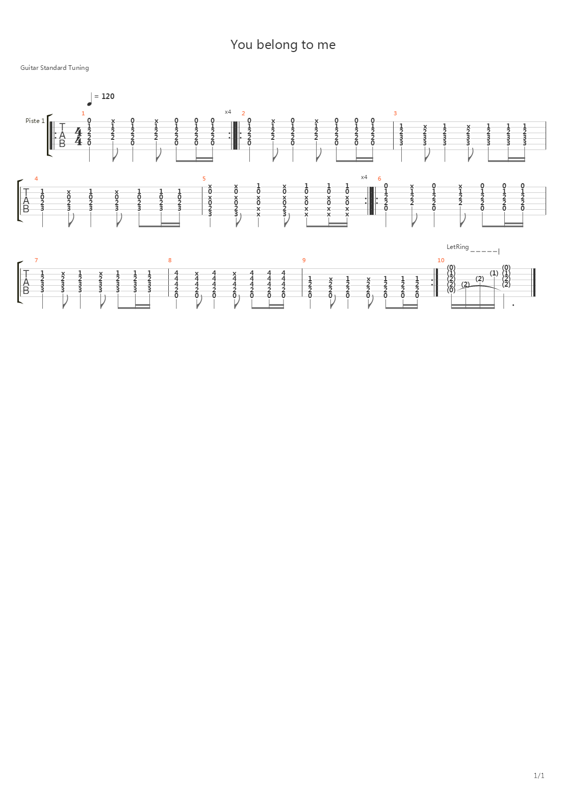 You Belong To Me吉他谱