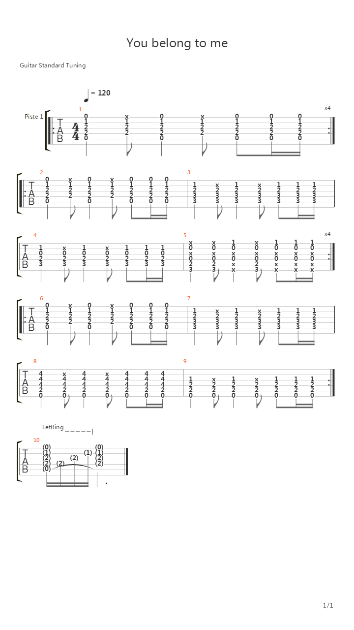 You Belong To Me吉他谱