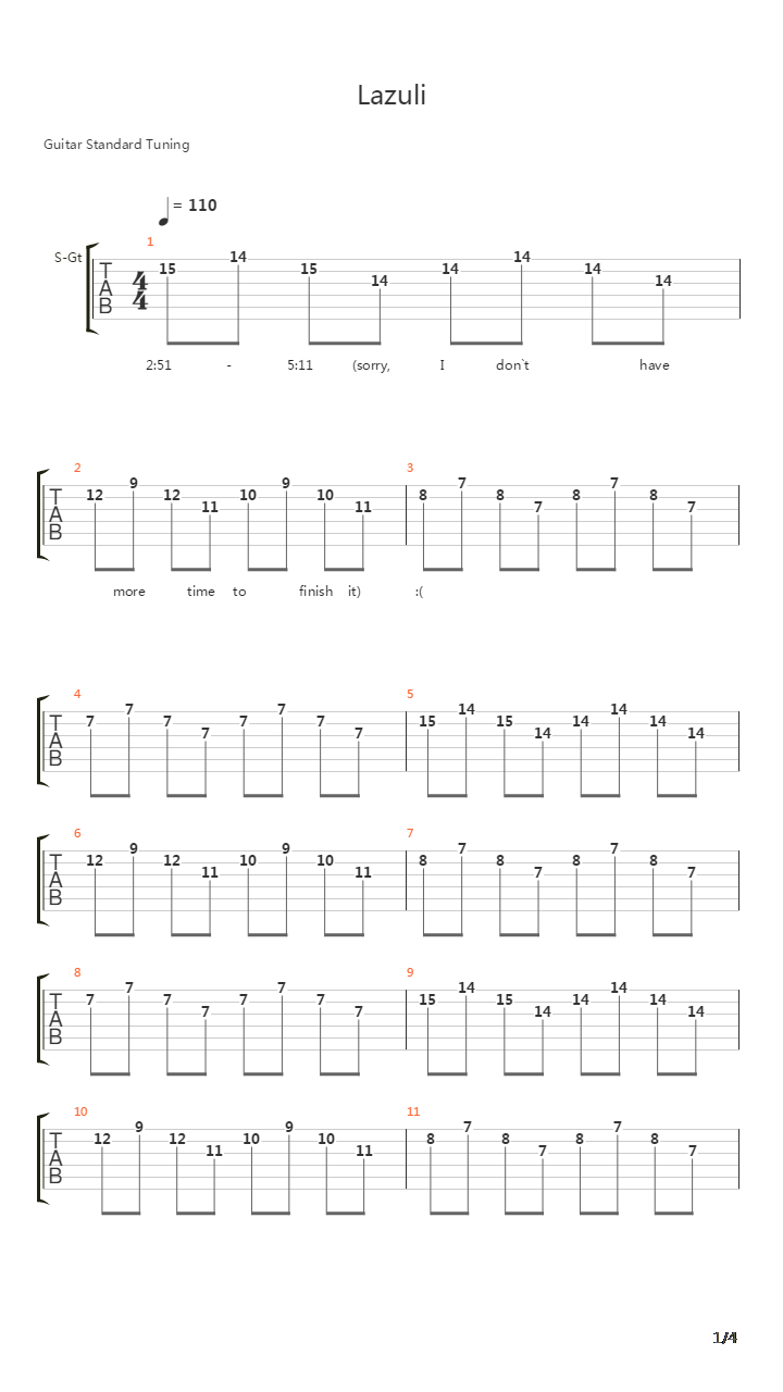 Lazuli吉他谱