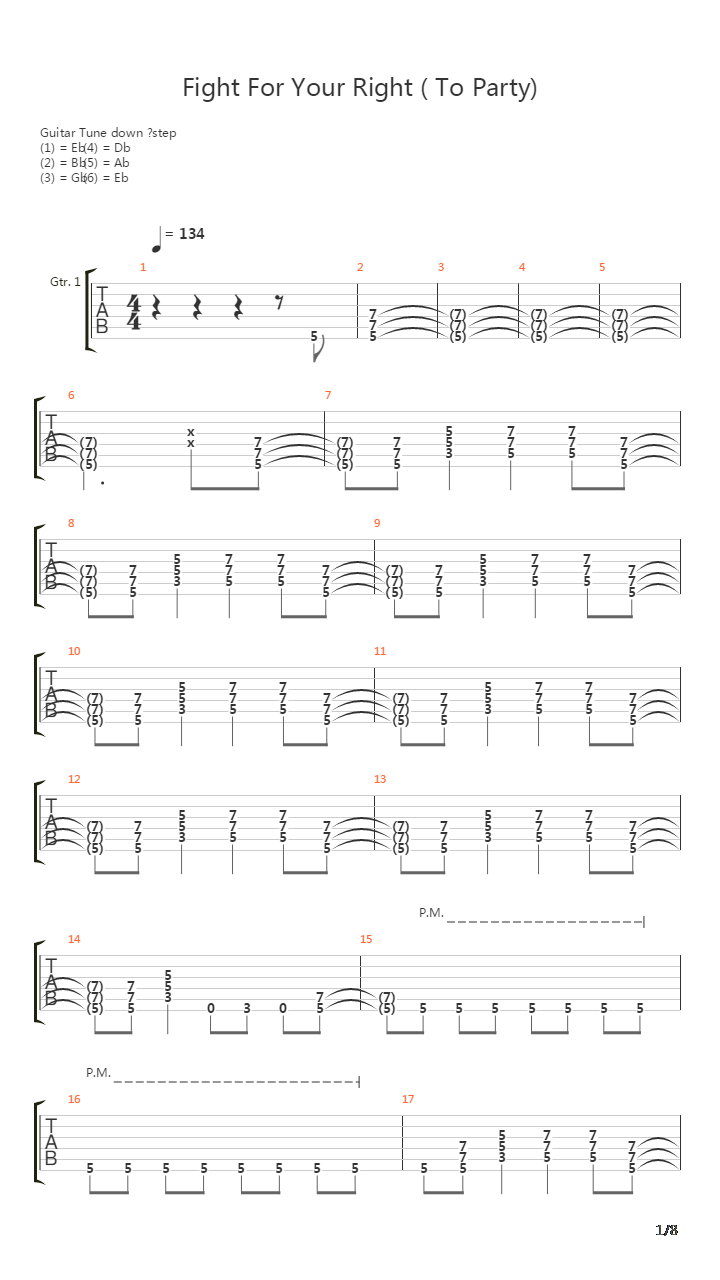 Fight For Your Right To Party吉他谱