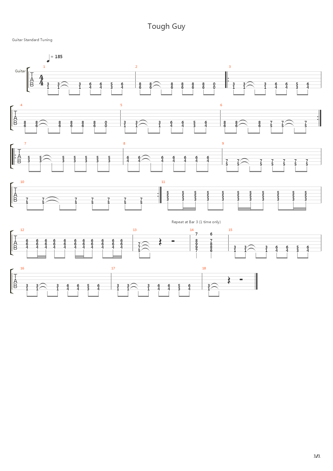 Tough Guy吉他谱