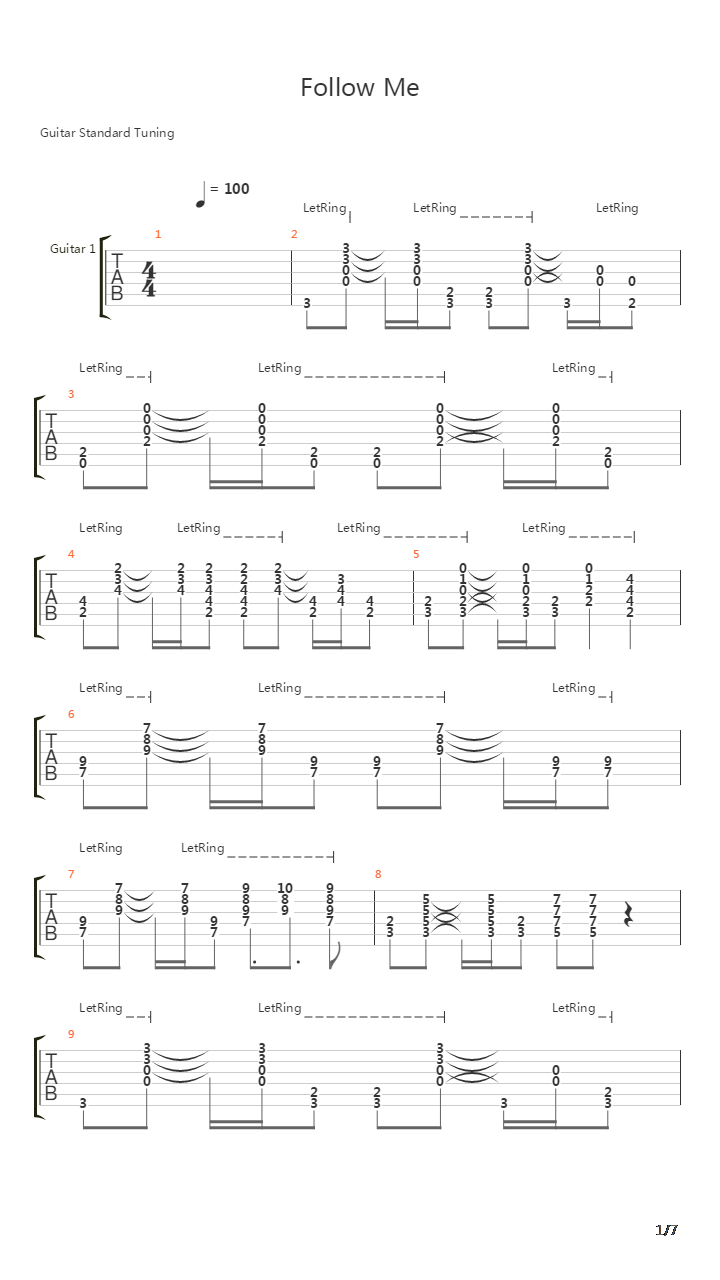 Follow Me吉他谱