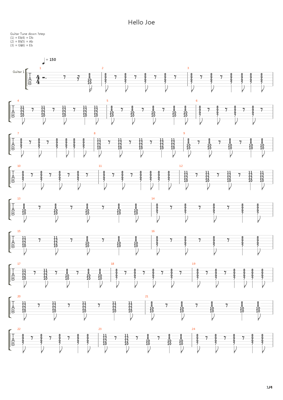 Hello Joe吉他谱