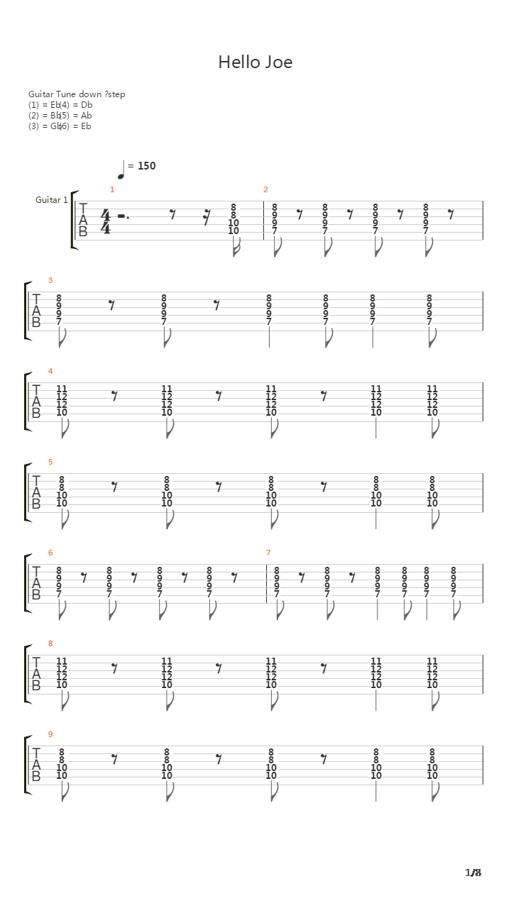 Hello Joe吉他谱