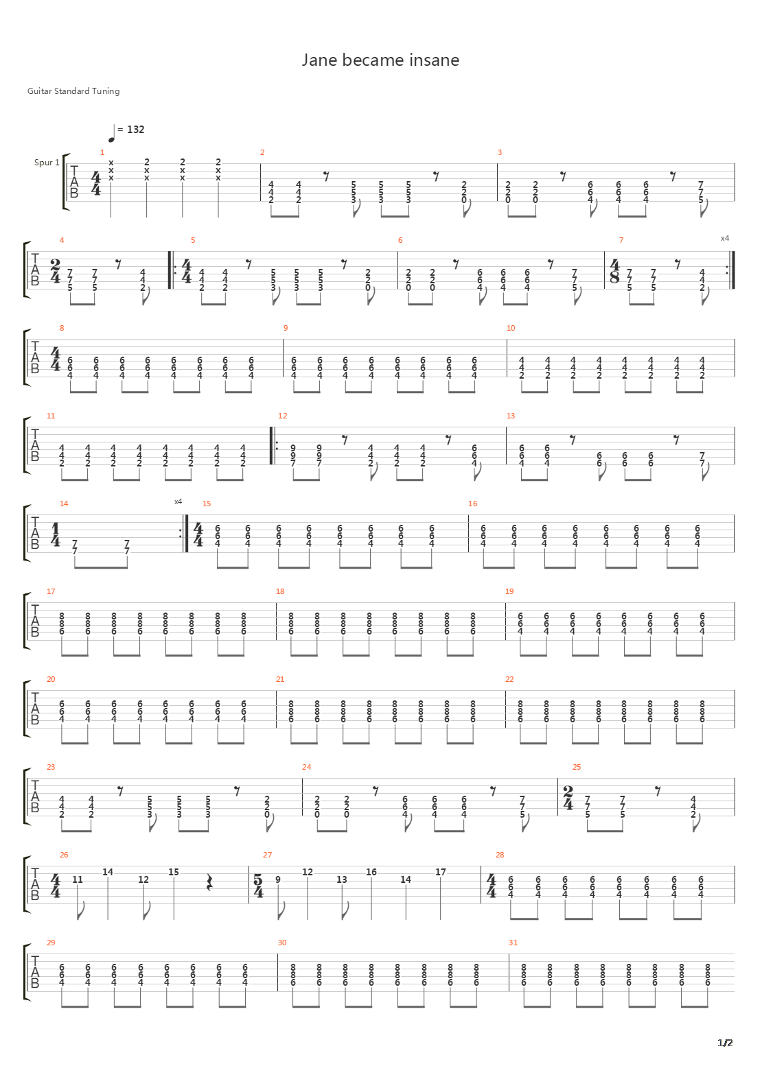 Jane Became Insane吉他谱