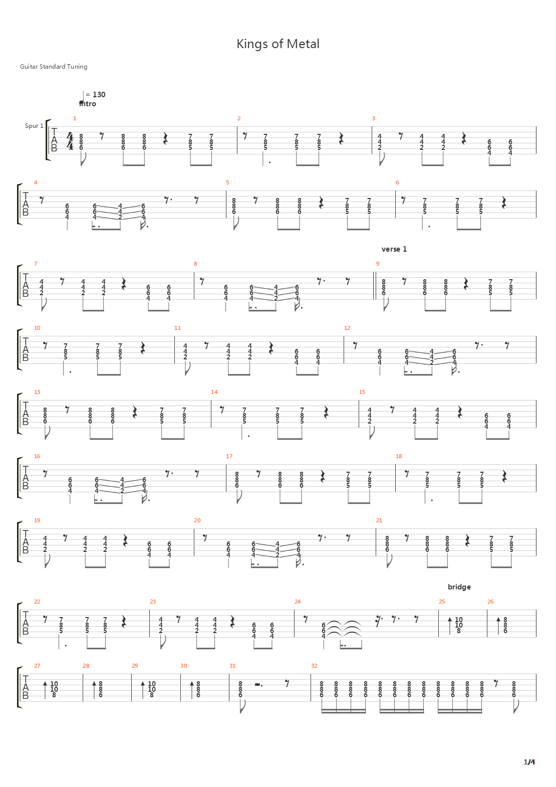 Kings Of Metal吉他谱