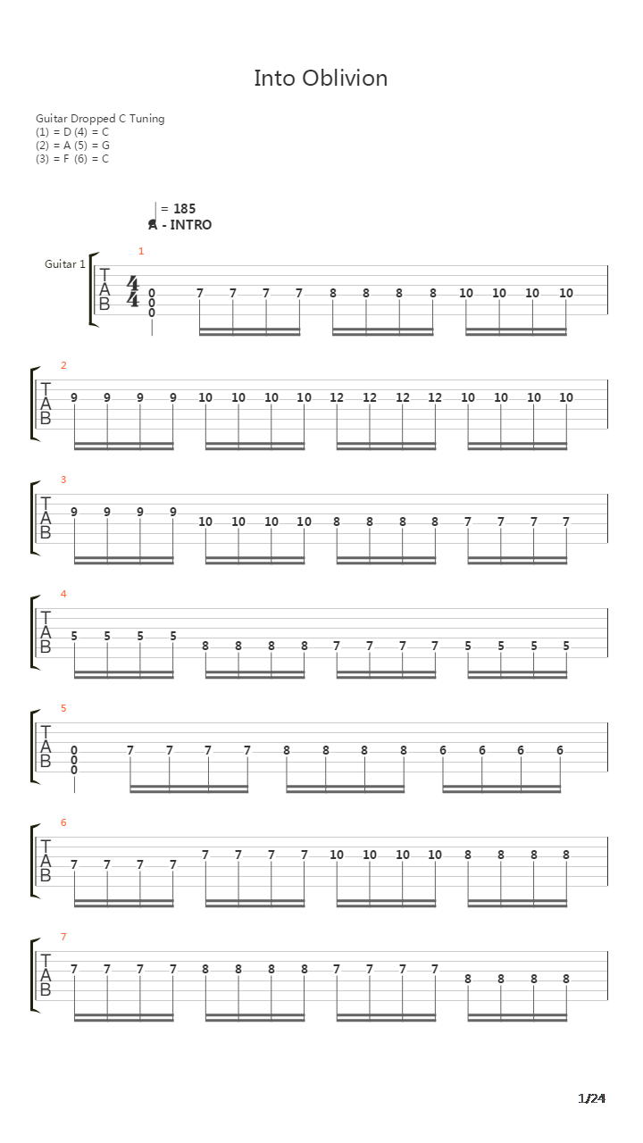 Into Oblivion吉他谱