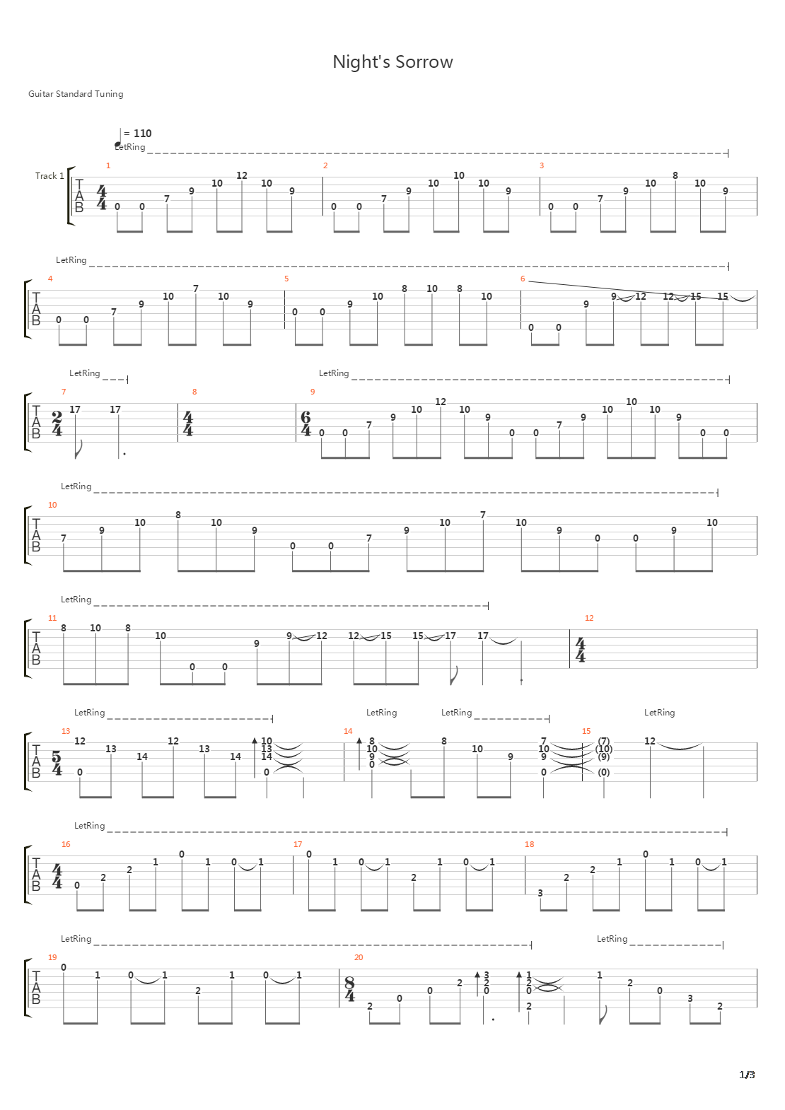Nights Sorrow吉他谱