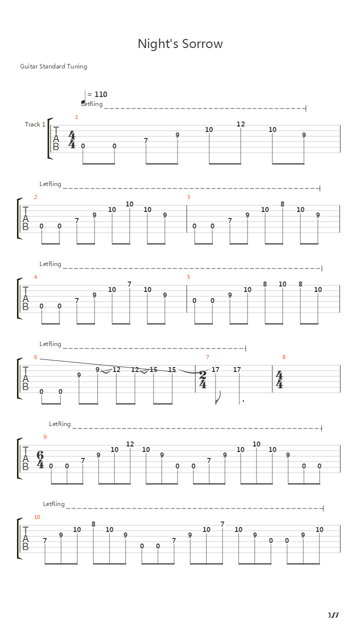 Nights Sorrow吉他谱