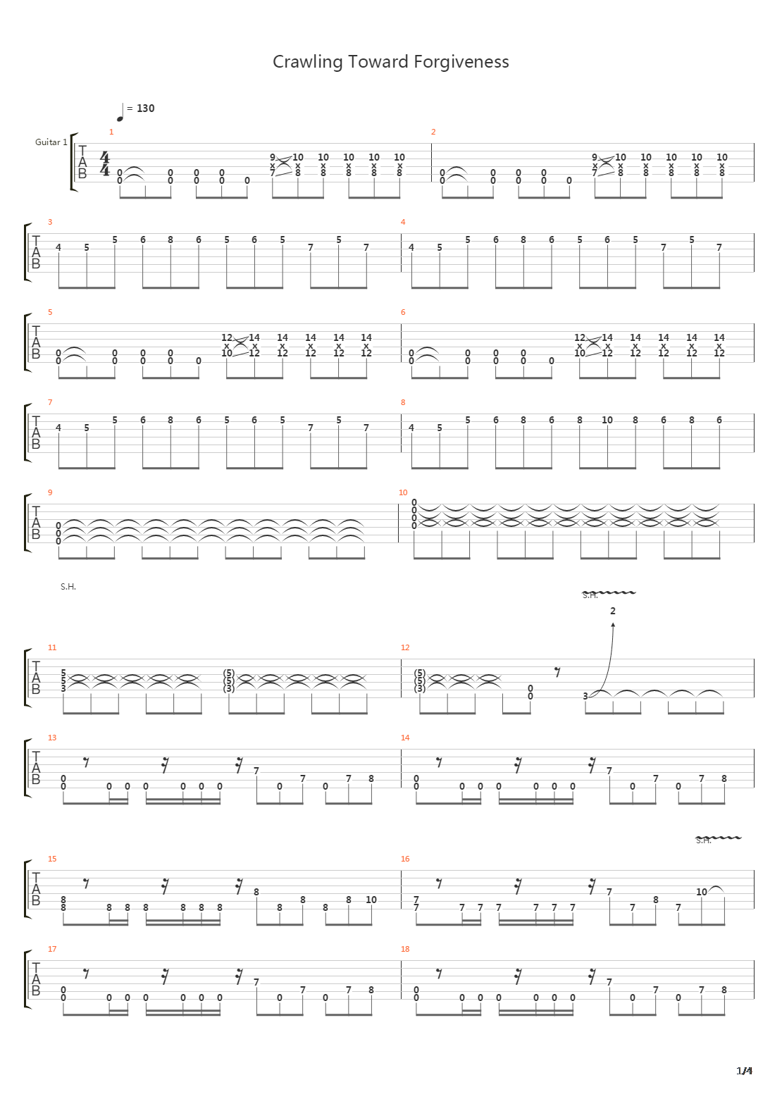 Crawling Towards Forgiveness吉他谱
