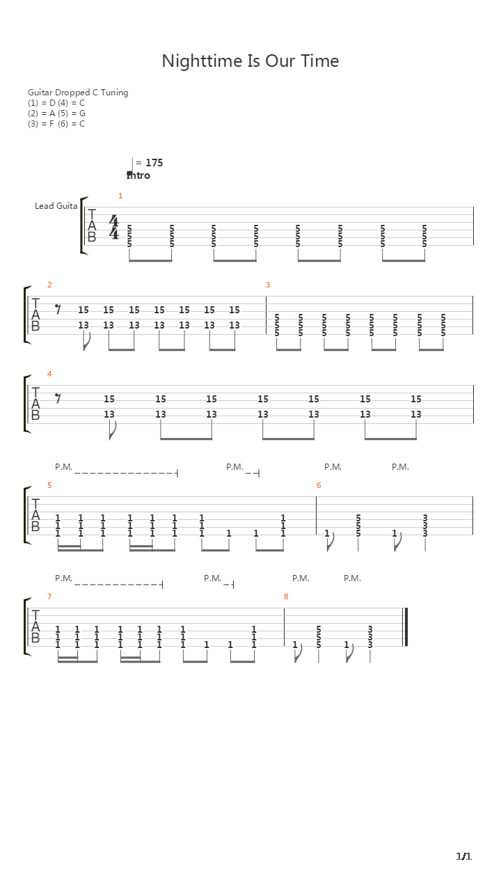 Nighttime Is Our Time吉他谱