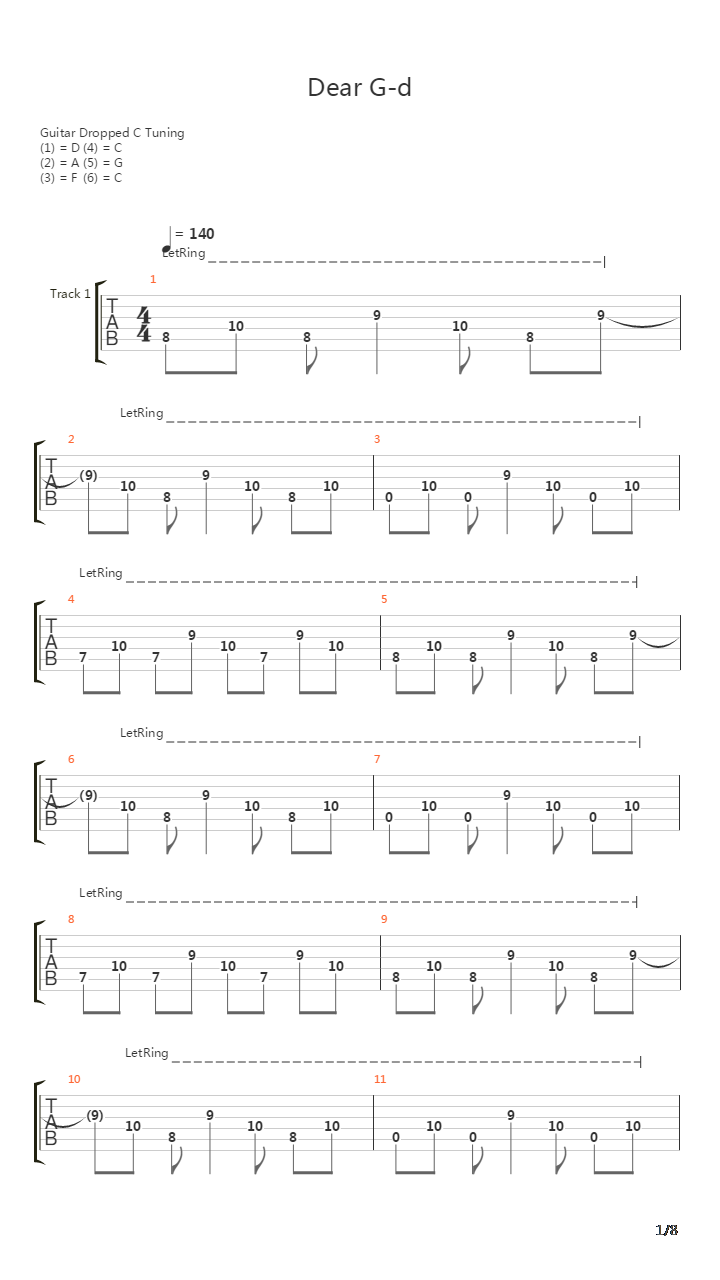 Dear G-d吉他谱