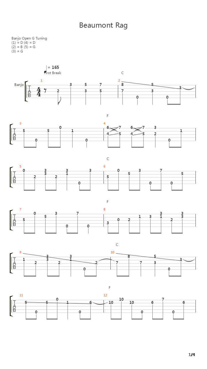 Beaumont Rag吉他谱
