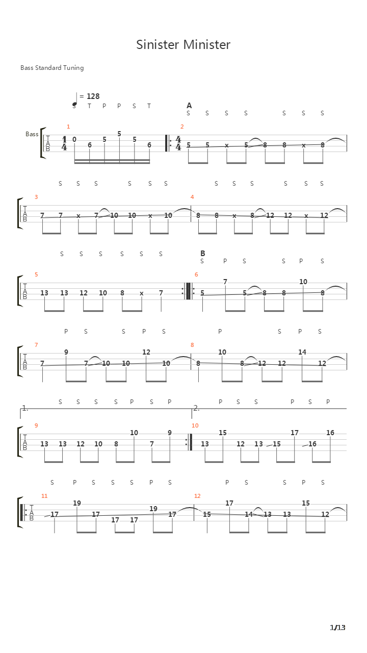 Sinister Minister吉他谱
