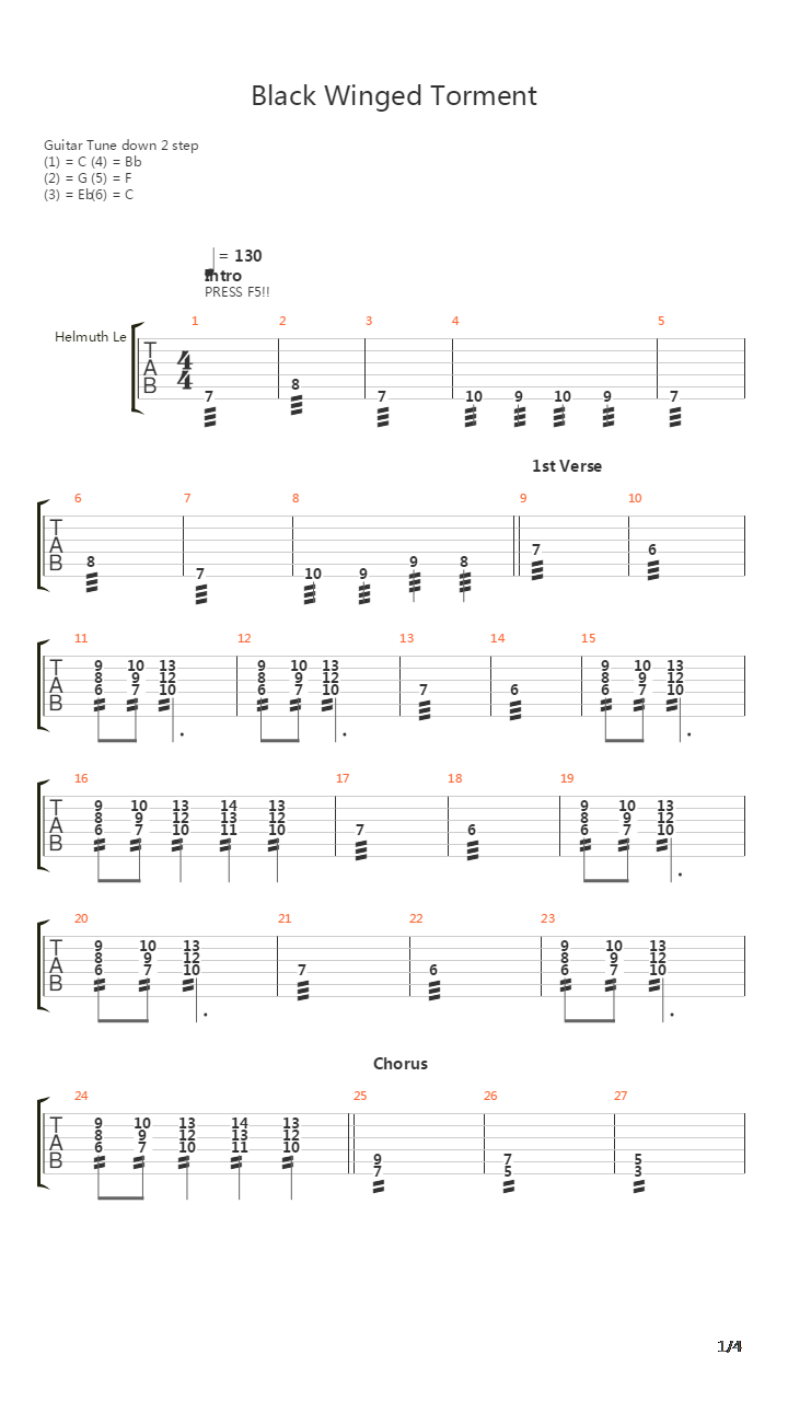 Black Winged Torment吉他谱
