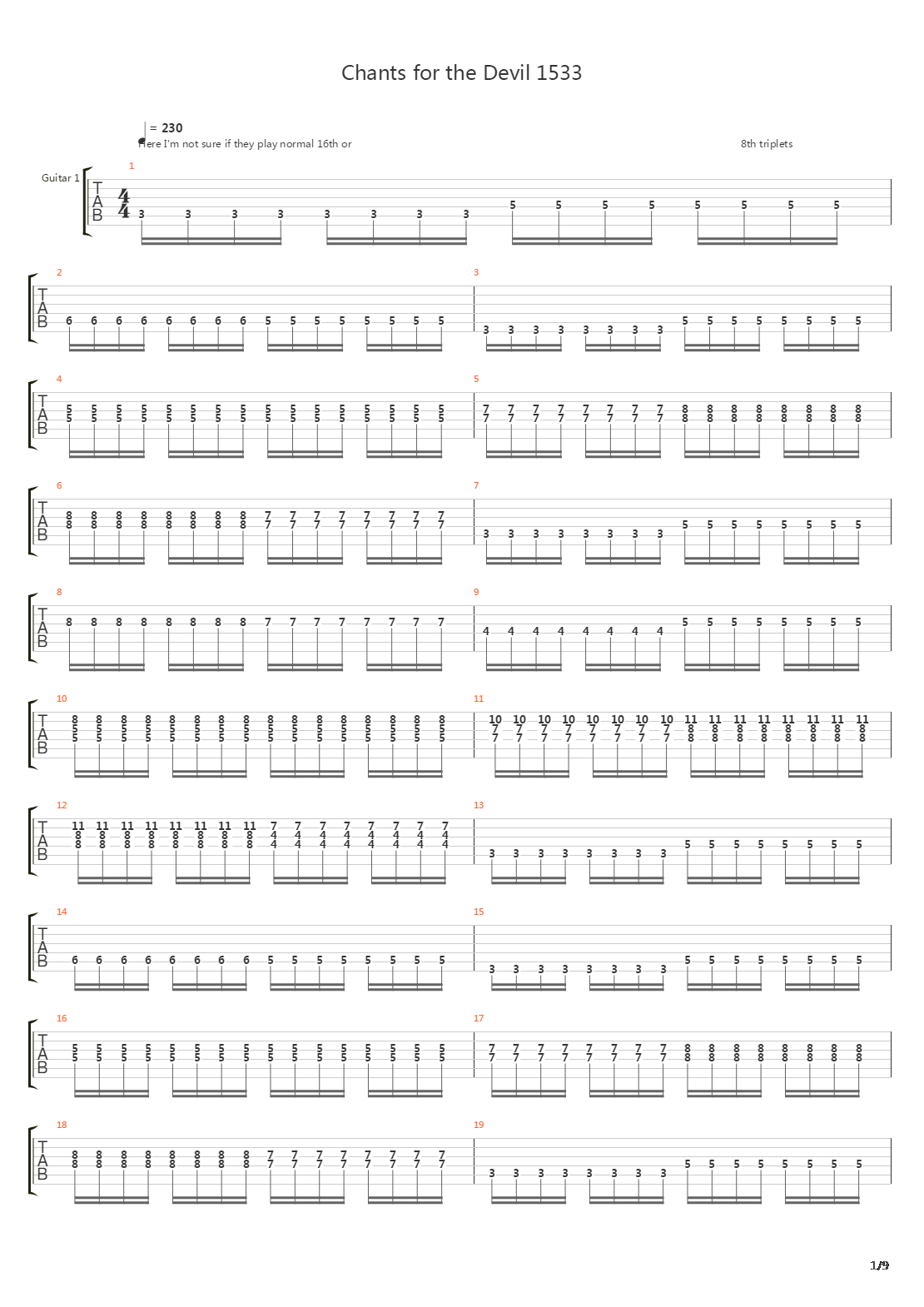 Chants For The Devil 1533吉他谱