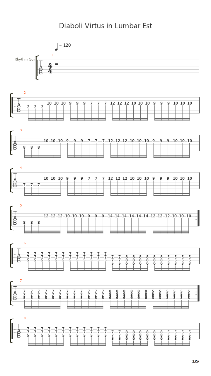 Diaboli Virtus In Lumbar Est吉他谱