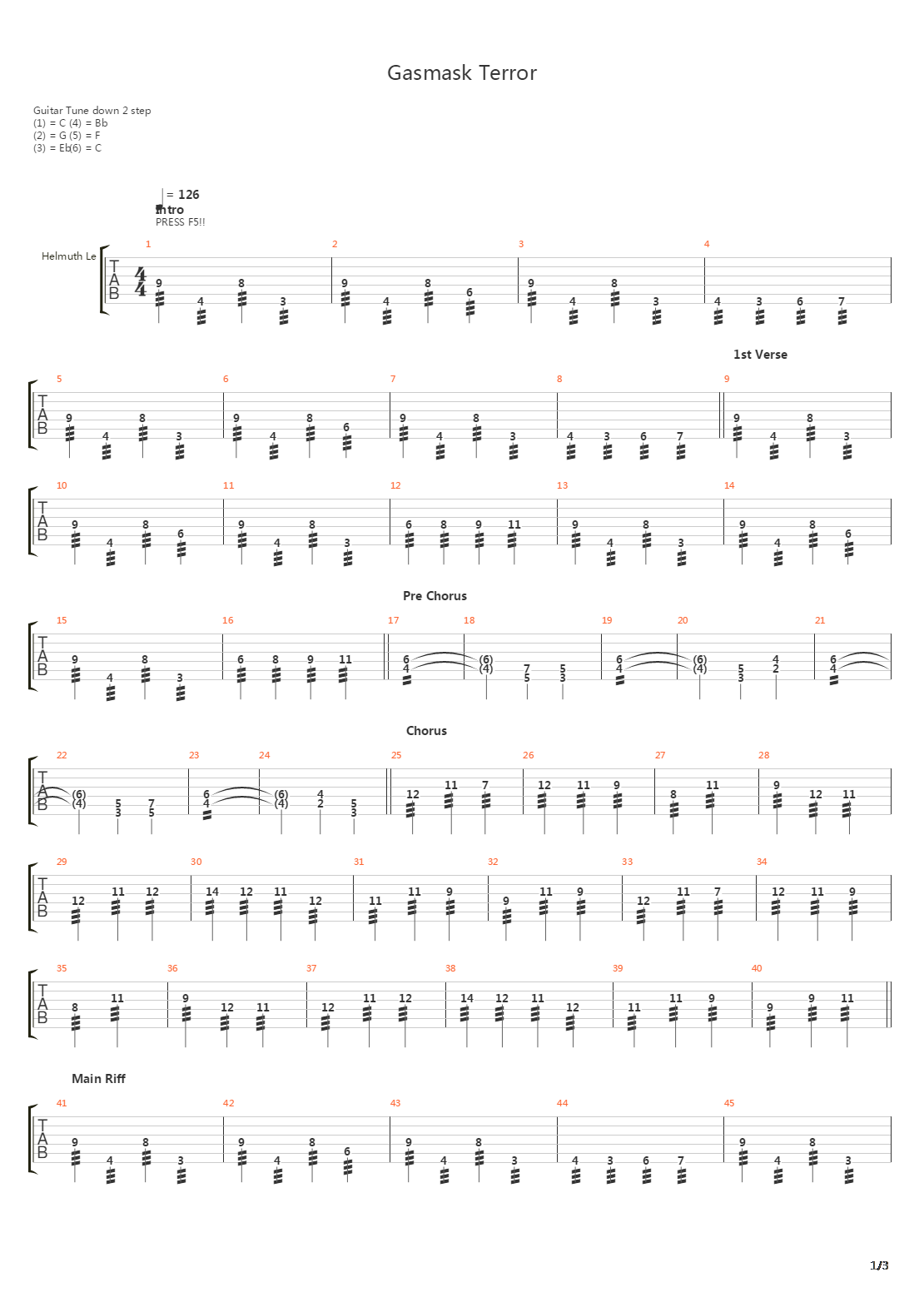 Gasmask Terror吉他谱