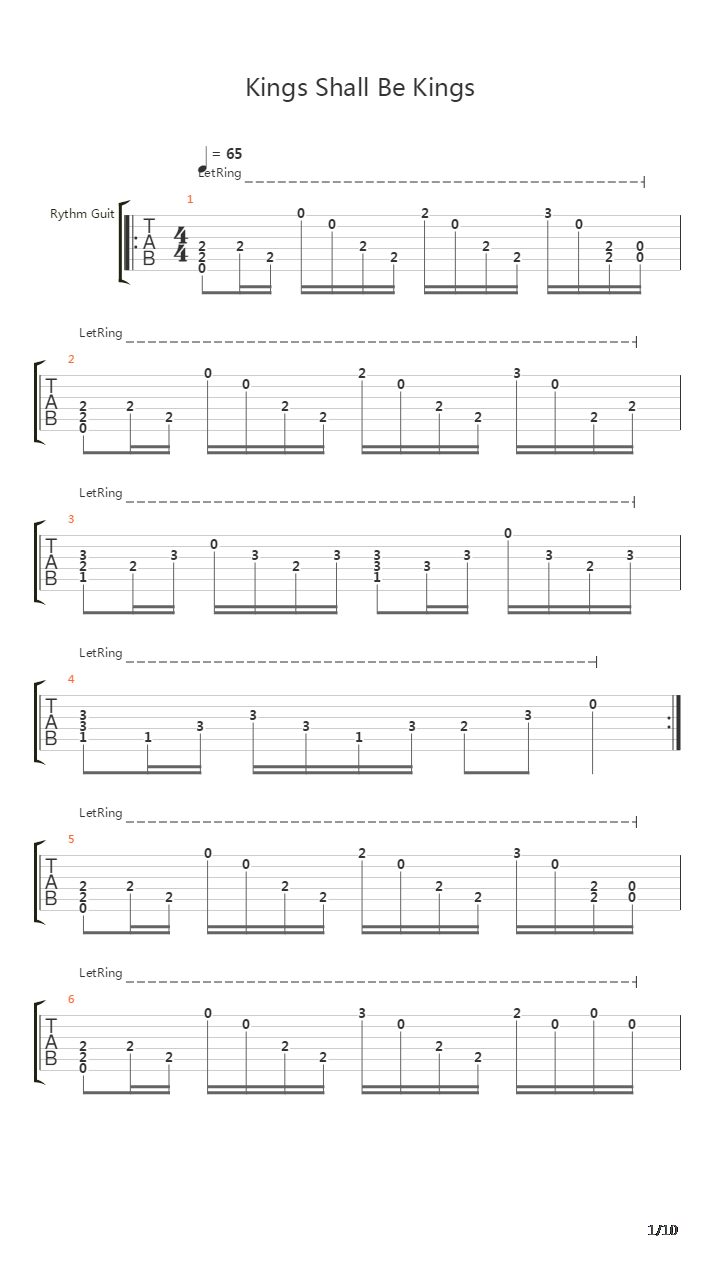 Kings Shall Be Kings吉他谱