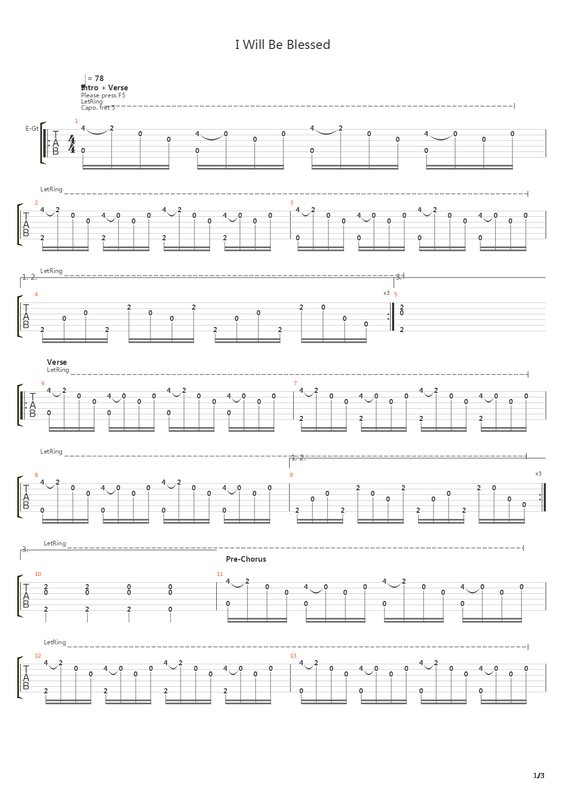 I Will Be Blessed吉他谱